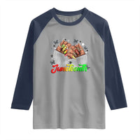 Juneteenth Celebration Raglan Shirt Since 1865 Women Nails Butterflies