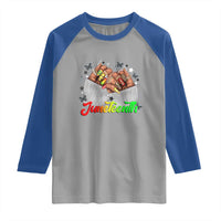 Juneteenth Celebration Raglan Shirt Since 1865 Women Nails Butterflies
