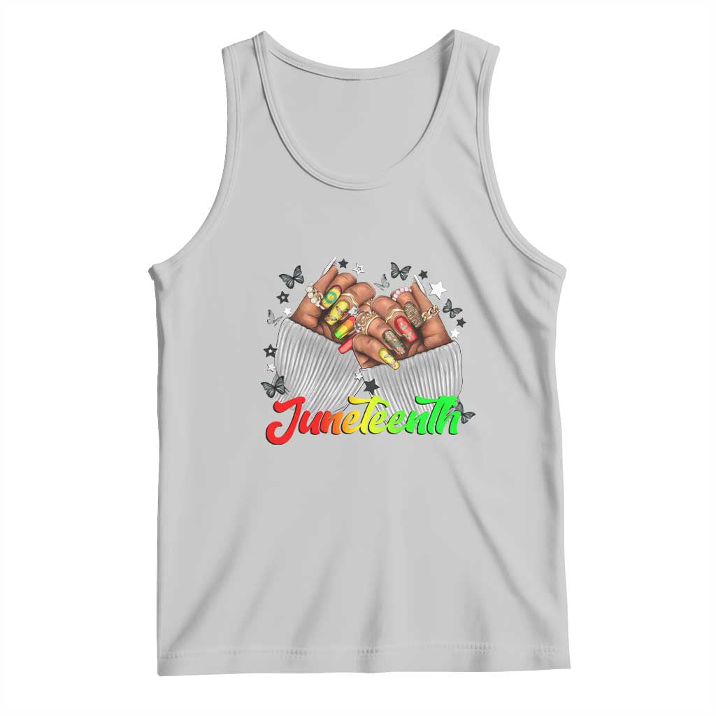 Juneteenth Celebration Tank Top Since 1865 Women Nails Butterflies