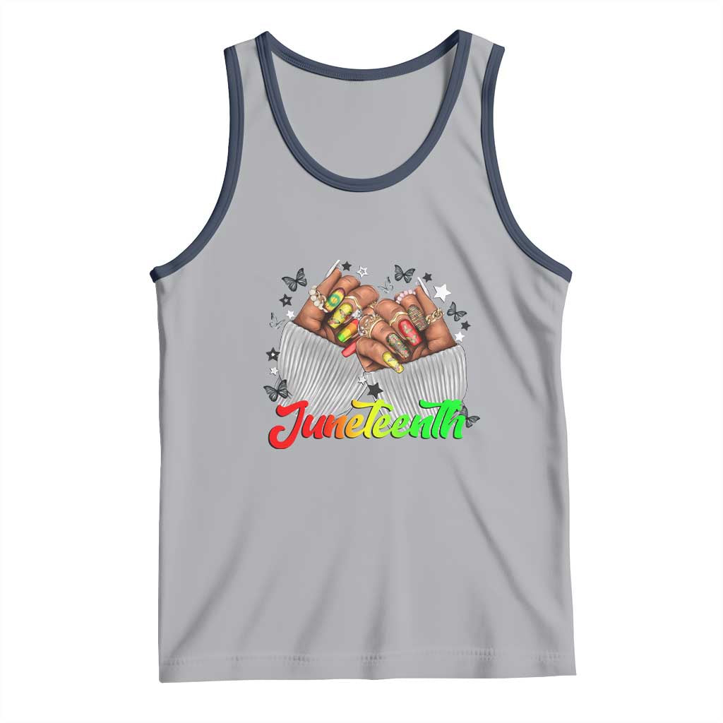 Juneteenth Celebration Tank Top Since 1865 Women Nails Butterflies