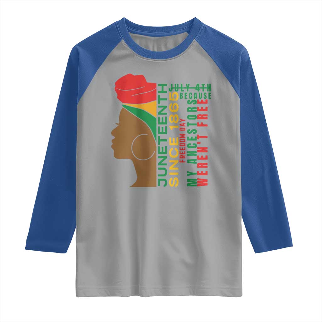 Juneteenth Since 1865 Raglan Shirt My Ancestors Weren't Free
