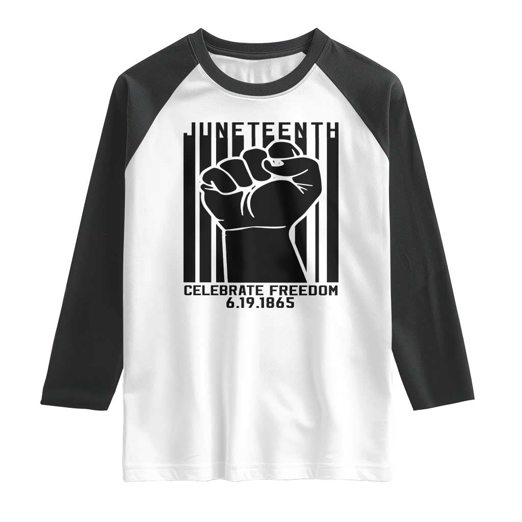 Juneteenth 1865 Independence Raglan Shirt Celebrate Freedom Raised Fist