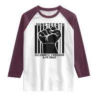 Juneteenth 1865 Independence Raglan Shirt Celebrate Freedom Raised Fist