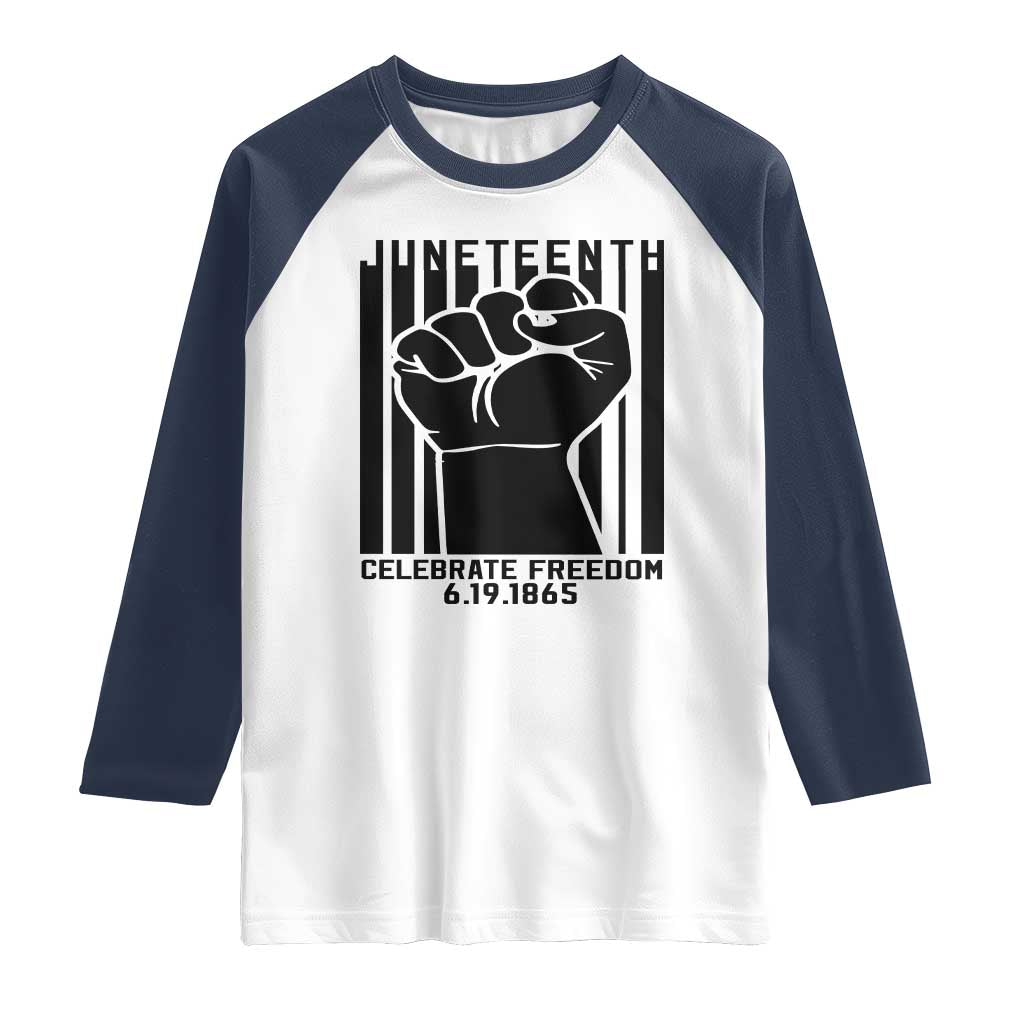 Juneteenth 1865 Independence Raglan Shirt Celebrate Freedom Raised Fist