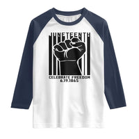 Juneteenth 1865 Independence Raglan Shirt Celebrate Freedom Raised Fist