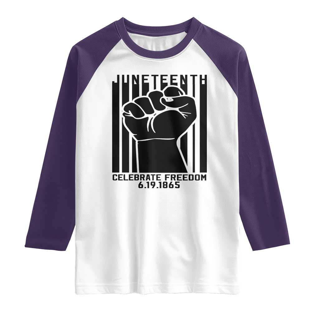 Juneteenth 1865 Independence Raglan Shirt Celebrate Freedom Raised Fist