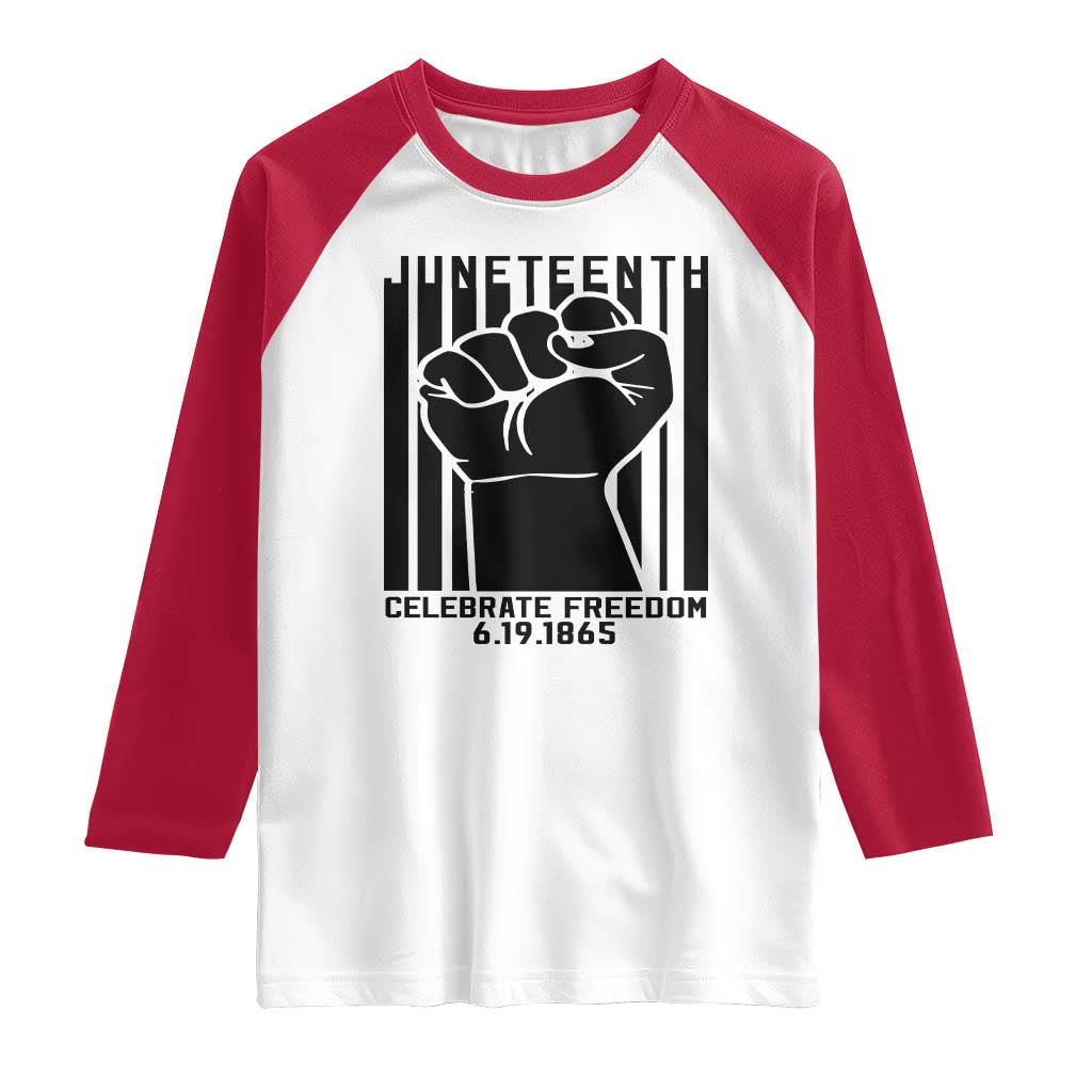 Juneteenth 1865 Independence Raglan Shirt Celebrate Freedom Raised Fist