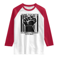 Juneteenth 1865 Independence Raglan Shirt Celebrate Freedom Raised Fist