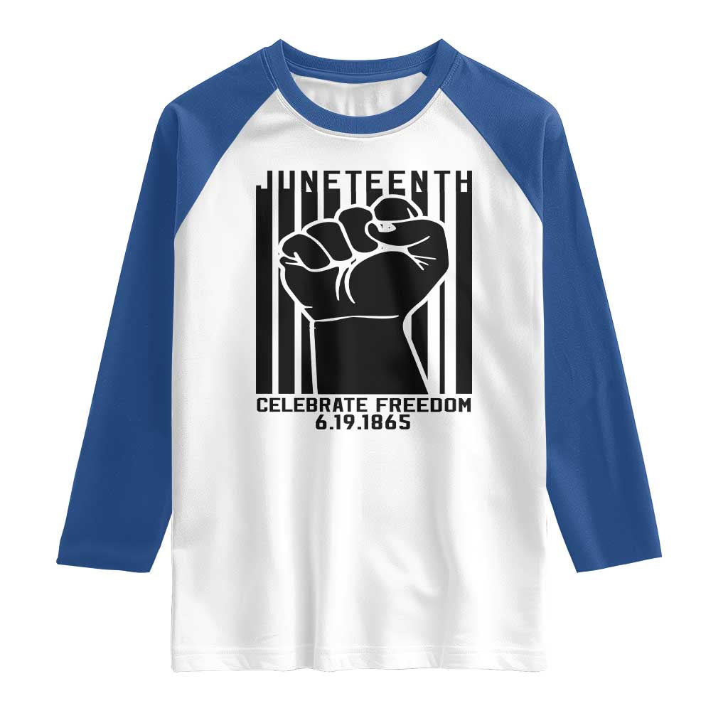 Juneteenth 1865 Independence Raglan Shirt Celebrate Freedom Raised Fist