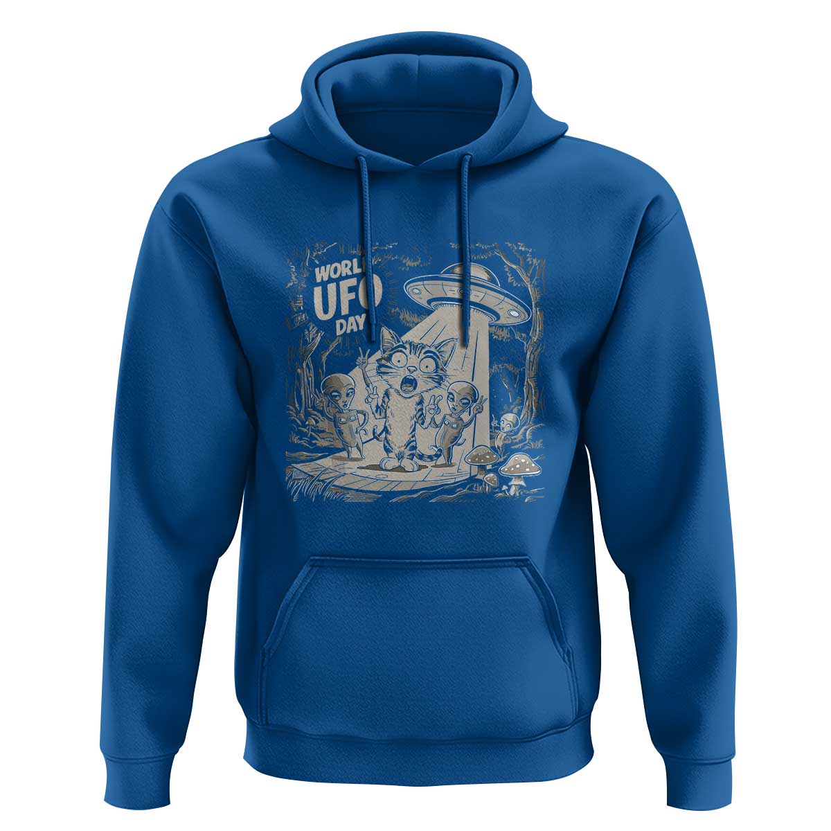 Funny Surprised Cat with UFOs Peace Sign Alien UFO Invasion Hoodie - Wonder Print Shop