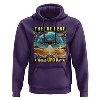 They're Here World UFO Day July 2nd Hoodie - Wonder Print Shop