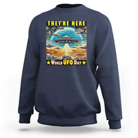 They're Here World UFO Day July 2nd Sweatshirt - Wonder Print Shop
