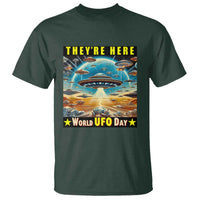 They're Here World UFO Day July 2nd T Shirt - Wonder Print Shop