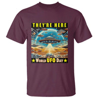 They're Here World UFO Day July 2nd T Shirt - Wonder Print Shop