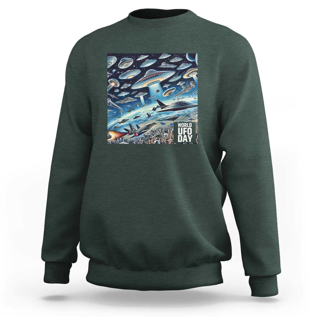 World UFO Day July 2nd They're Here Sweatshirt - Wonder Print Shop