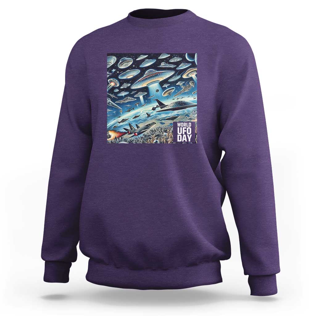 World UFO Day July 2nd They're Here Sweatshirt - Wonder Print Shop