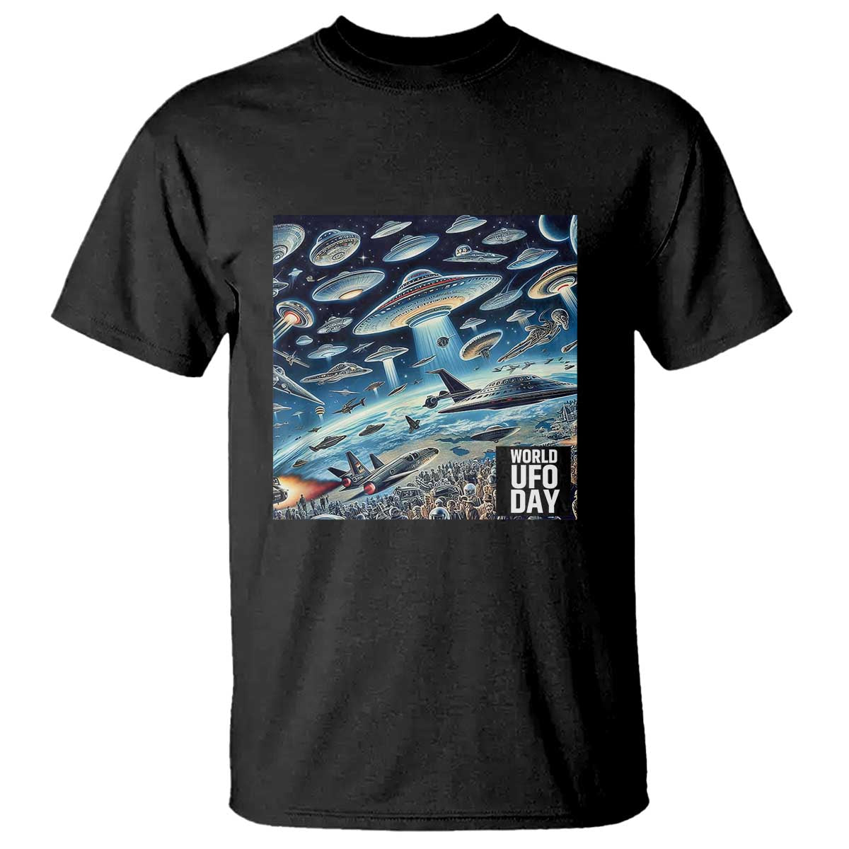 World UFO Day July 2nd They're Here T Shirt - Wonder Print Shop