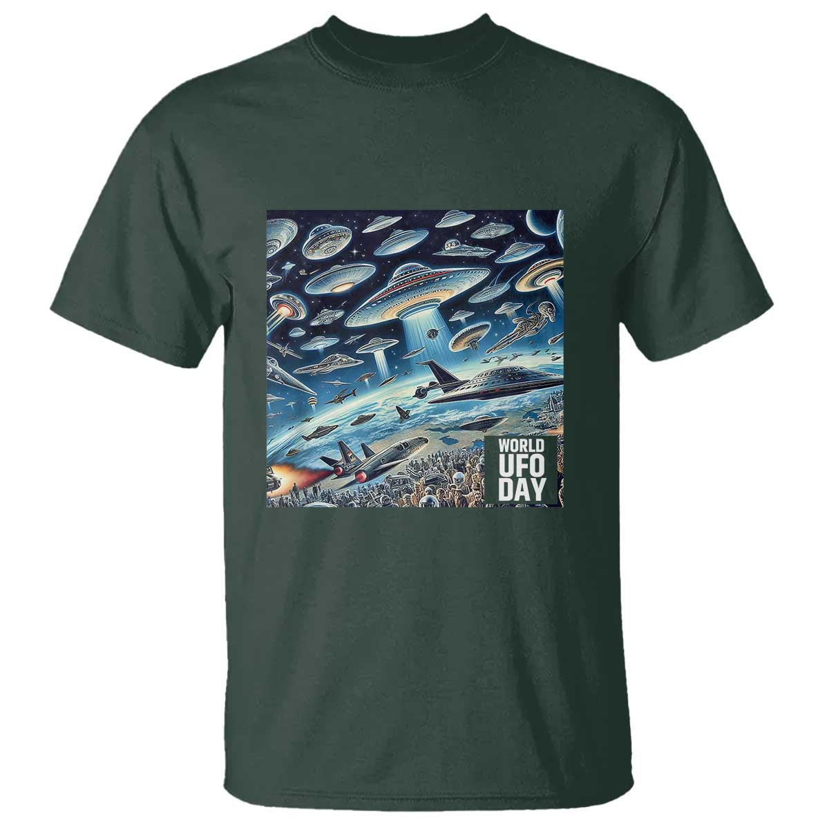 World UFO Day July 2nd They're Here T Shirt - Wonder Print Shop