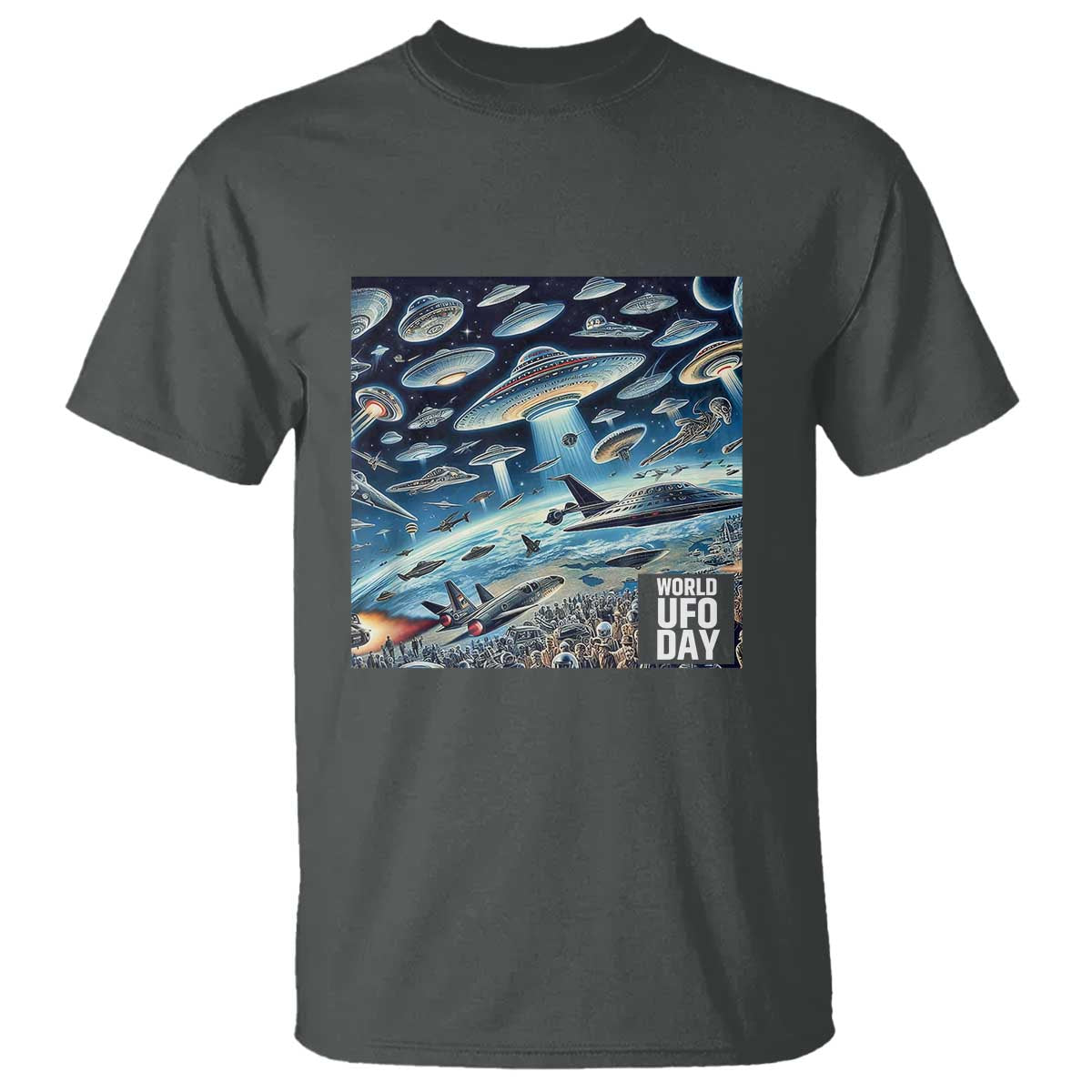 World UFO Day July 2nd They're Here T Shirt - Wonder Print Shop