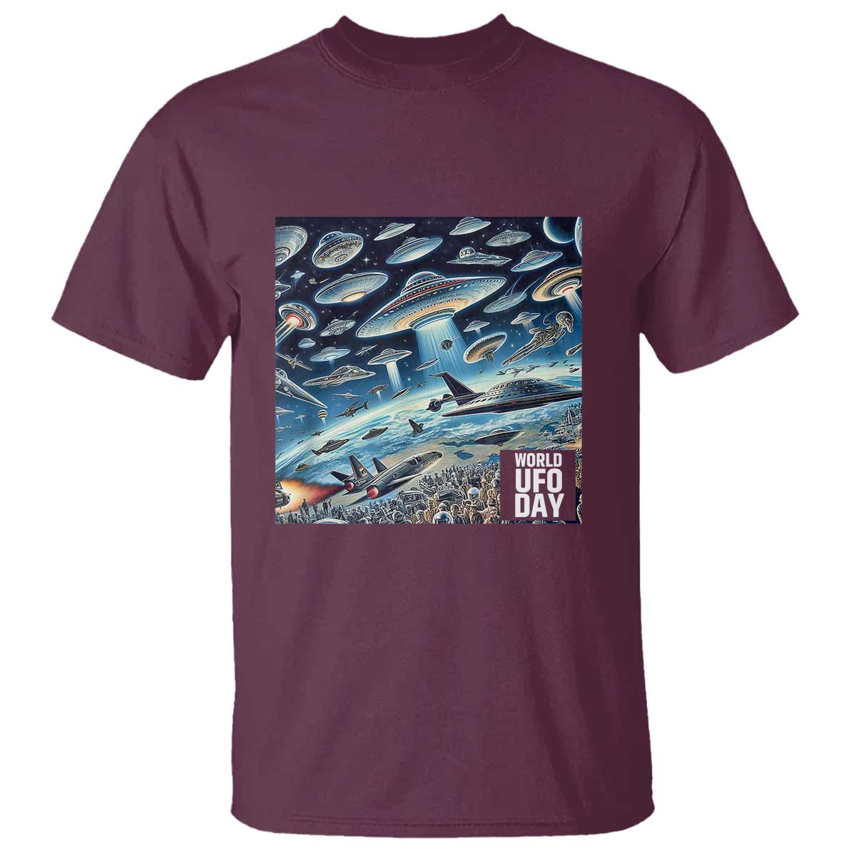 World UFO Day July 2nd They're Here T Shirt - Wonder Print Shop