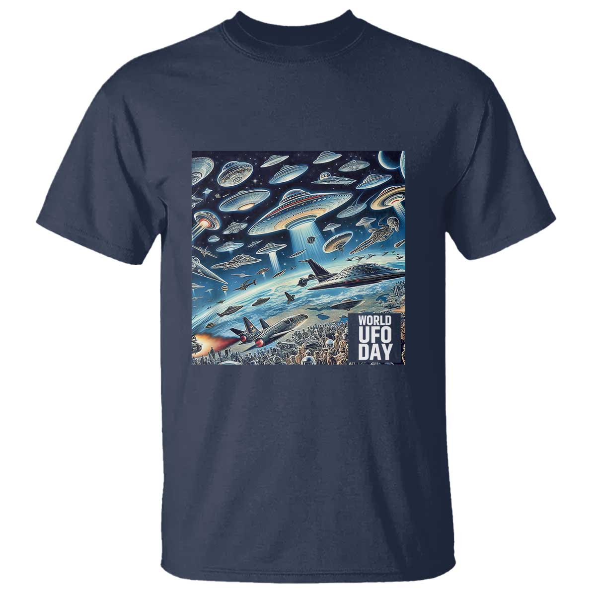 World UFO Day July 2nd They're Here T Shirt - Wonder Print Shop