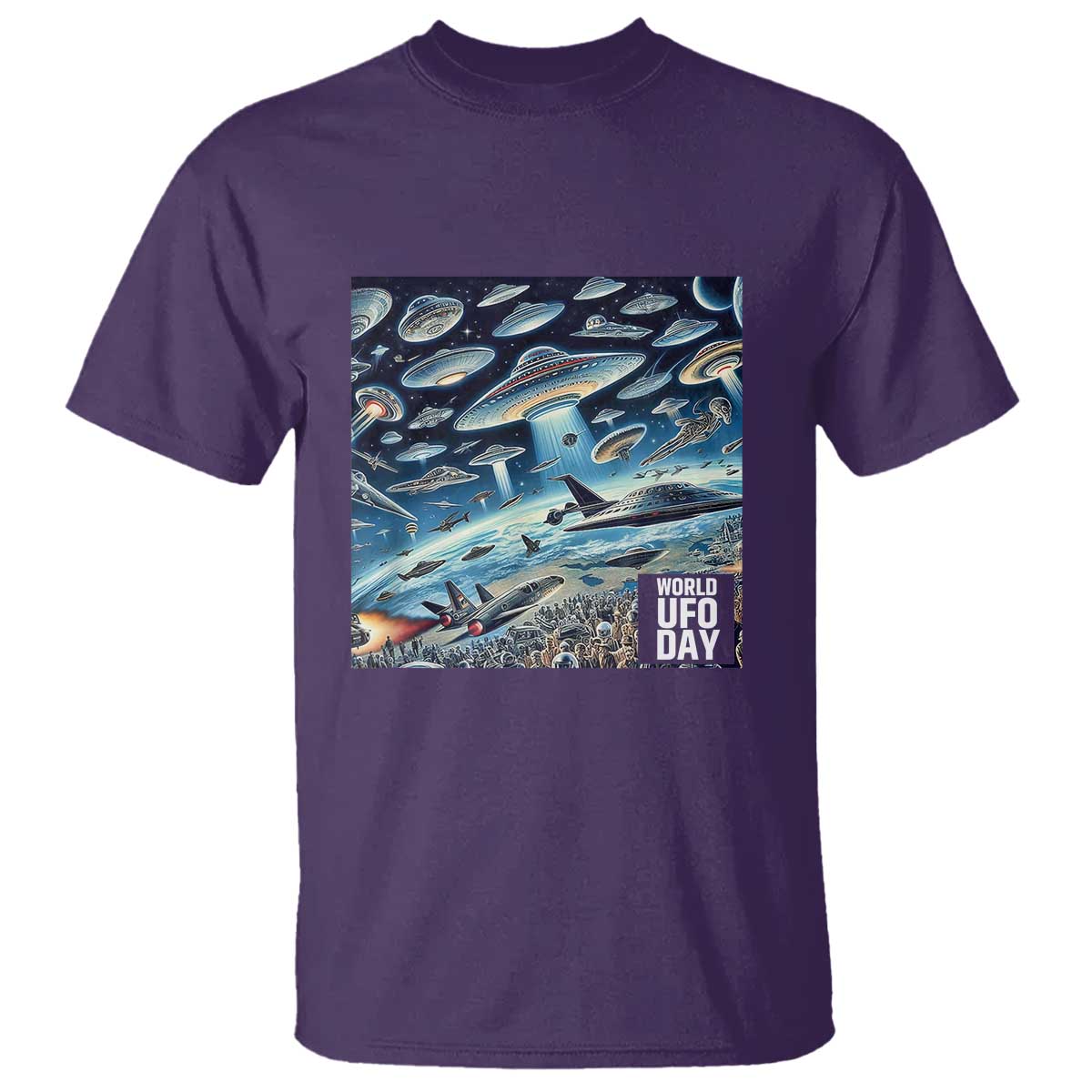 World UFO Day July 2nd They're Here T Shirt - Wonder Print Shop