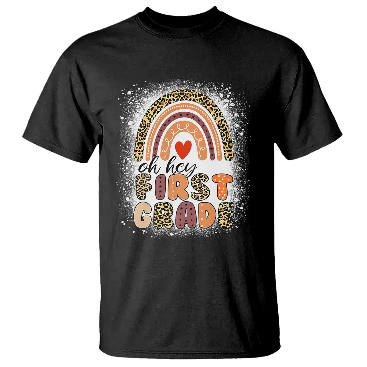 Oh Hey First Grade T Shirt Rainbow Bleached, 1st Day of School for Girls - Wonder Print Shop