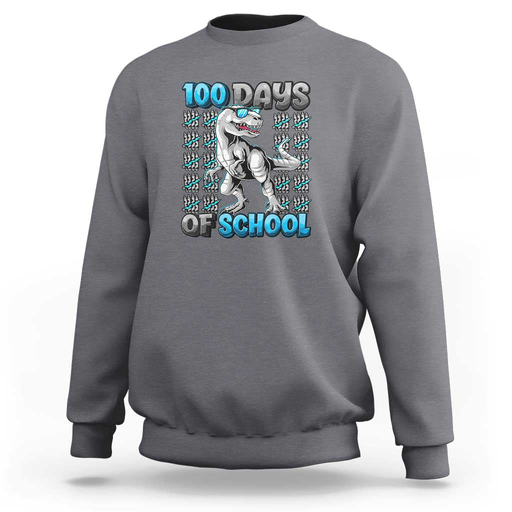 100 Days of School T-Rex Sweatshirt 100 Days Smarter Celebration - Wonder Print Shop