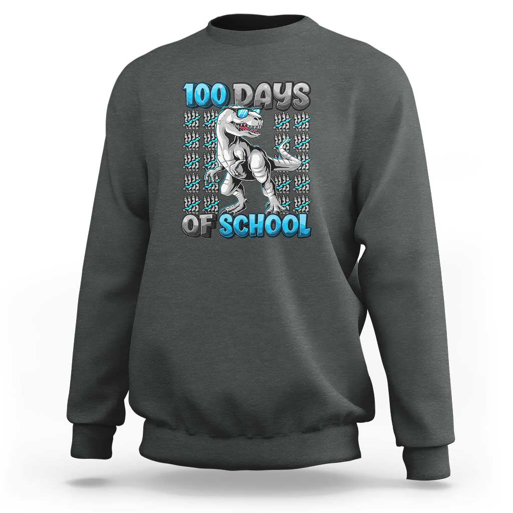 100 Days of School T-Rex Sweatshirt 100 Days Smarter Celebration - Wonder Print Shop