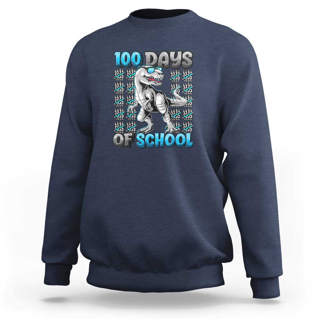 100 Days of School T-Rex Sweatshirt 100 Days Smarter Celebration - Wonder Print Shop