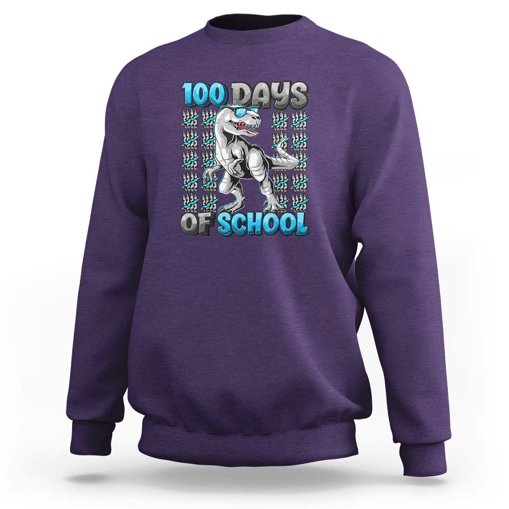 100 Days of School T-Rex Sweatshirt 100 Days Smarter Celebration - Wonder Print Shop