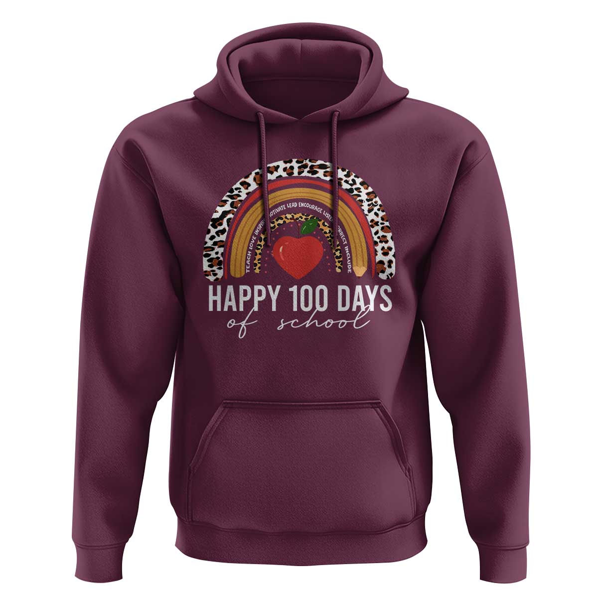 Rainbow 100 Days of School Hoodie Womens Happy 100th Day for Teacher - Wonder Print Shop