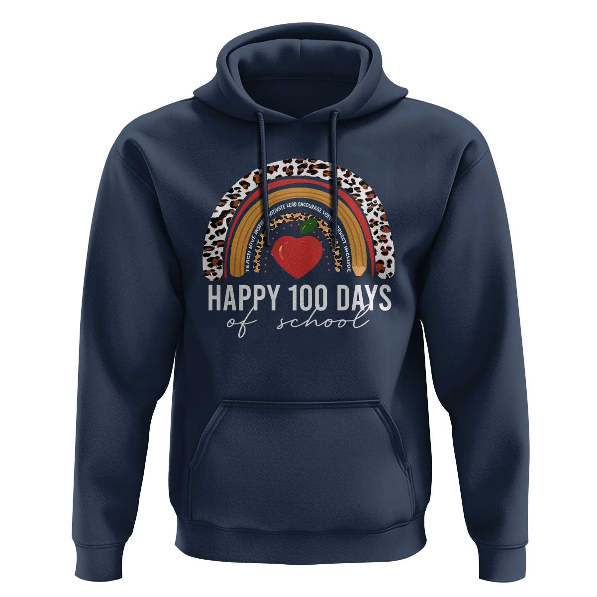 Rainbow 100 Days of School Hoodie Womens Happy 100th Day for Teacher - Wonder Print Shop