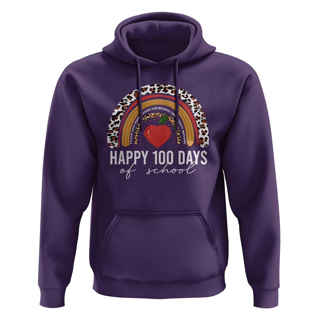 Rainbow 100 Days of School Hoodie Womens Happy 100th Day for Teacher - Wonder Print Shop