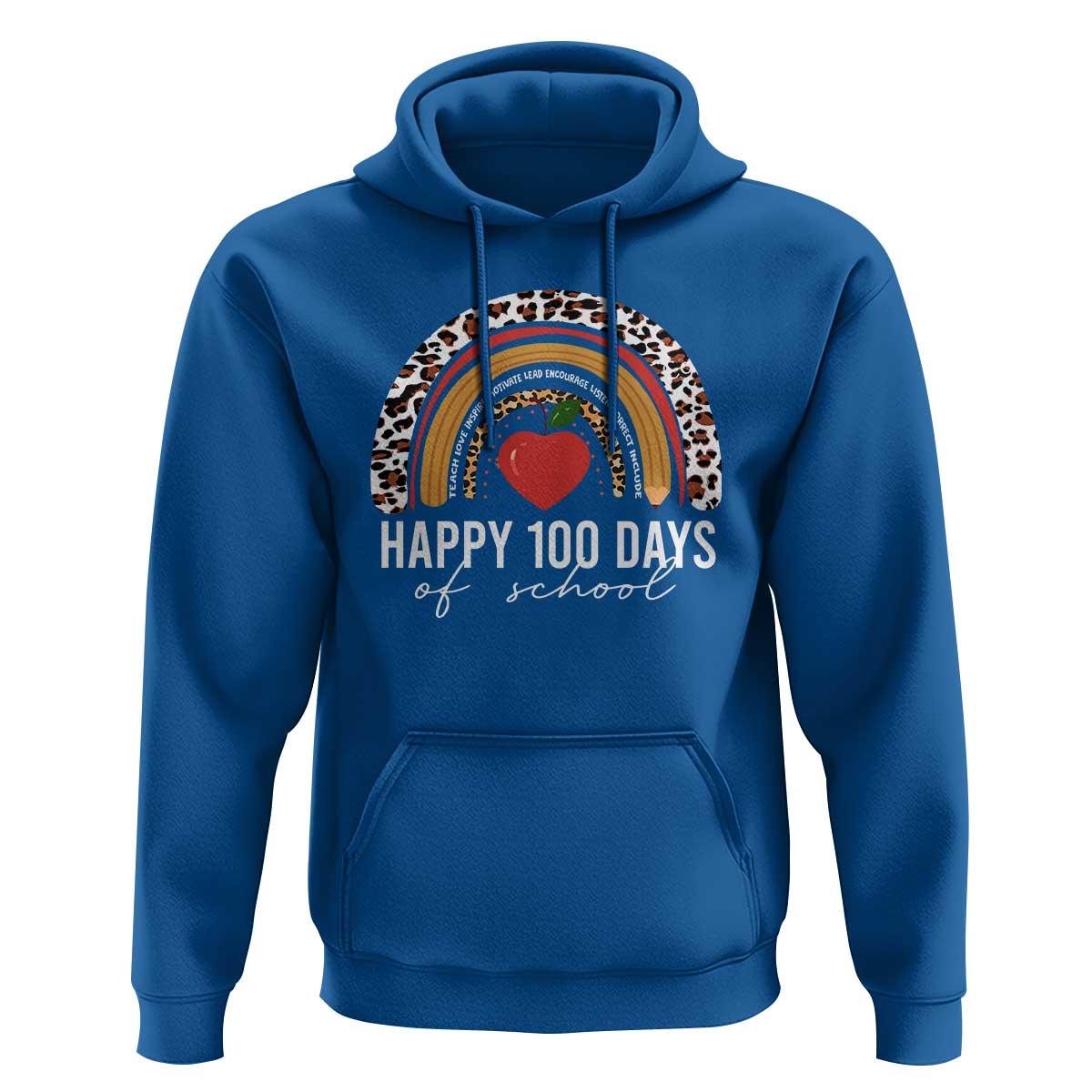 Rainbow 100 Days of School Hoodie Womens Happy 100th Day for Teacher - Wonder Print Shop