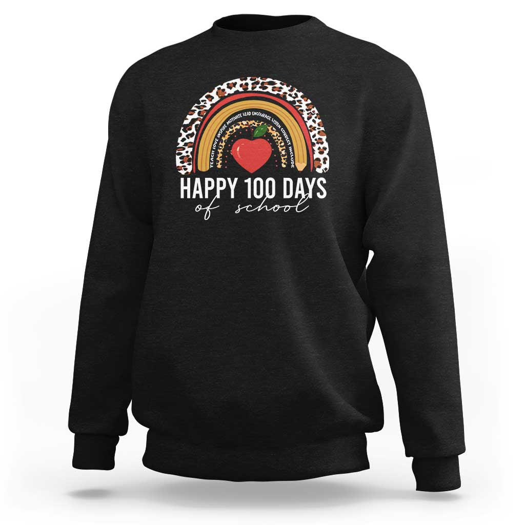 Rainbow 100 Days of School Sweatshirt Womens Happy 100th Day for Teacher - Wonder Print Shop