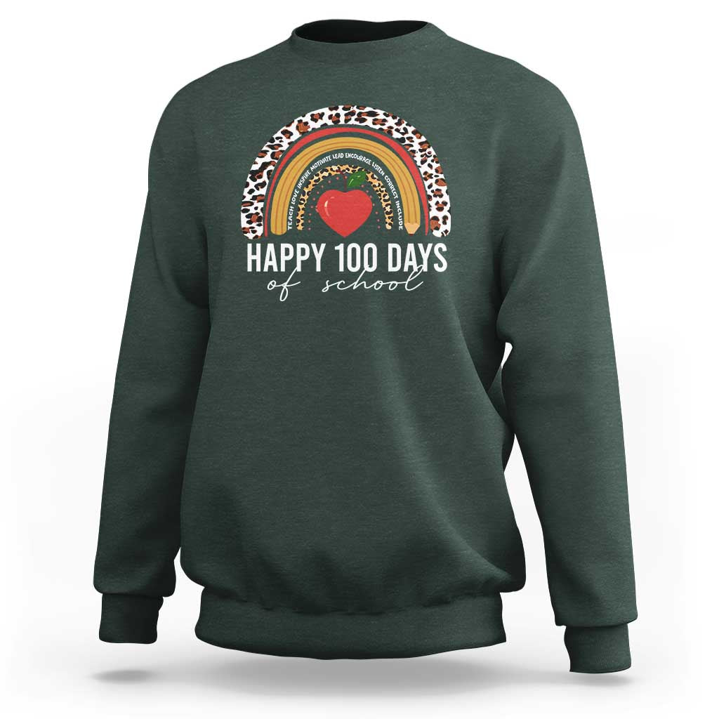 Rainbow 100 Days of School Sweatshirt Womens Happy 100th Day for Teacher - Wonder Print Shop
