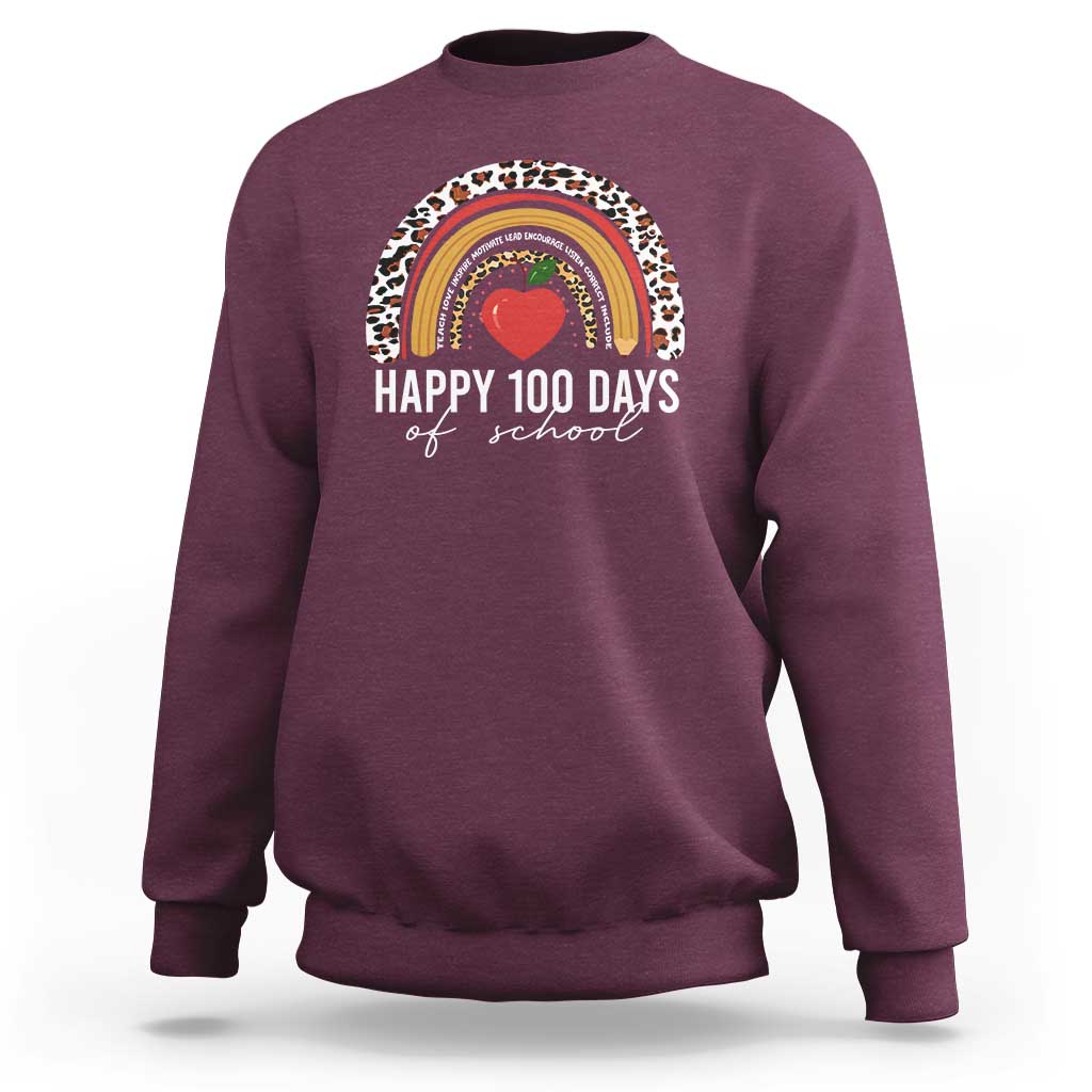 Rainbow 100 Days of School Sweatshirt Womens Happy 100th Day for Teacher - Wonder Print Shop