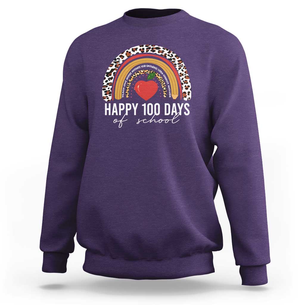 Rainbow 100 Days of School Sweatshirt Womens Happy 100th Day for Teacher - Wonder Print Shop