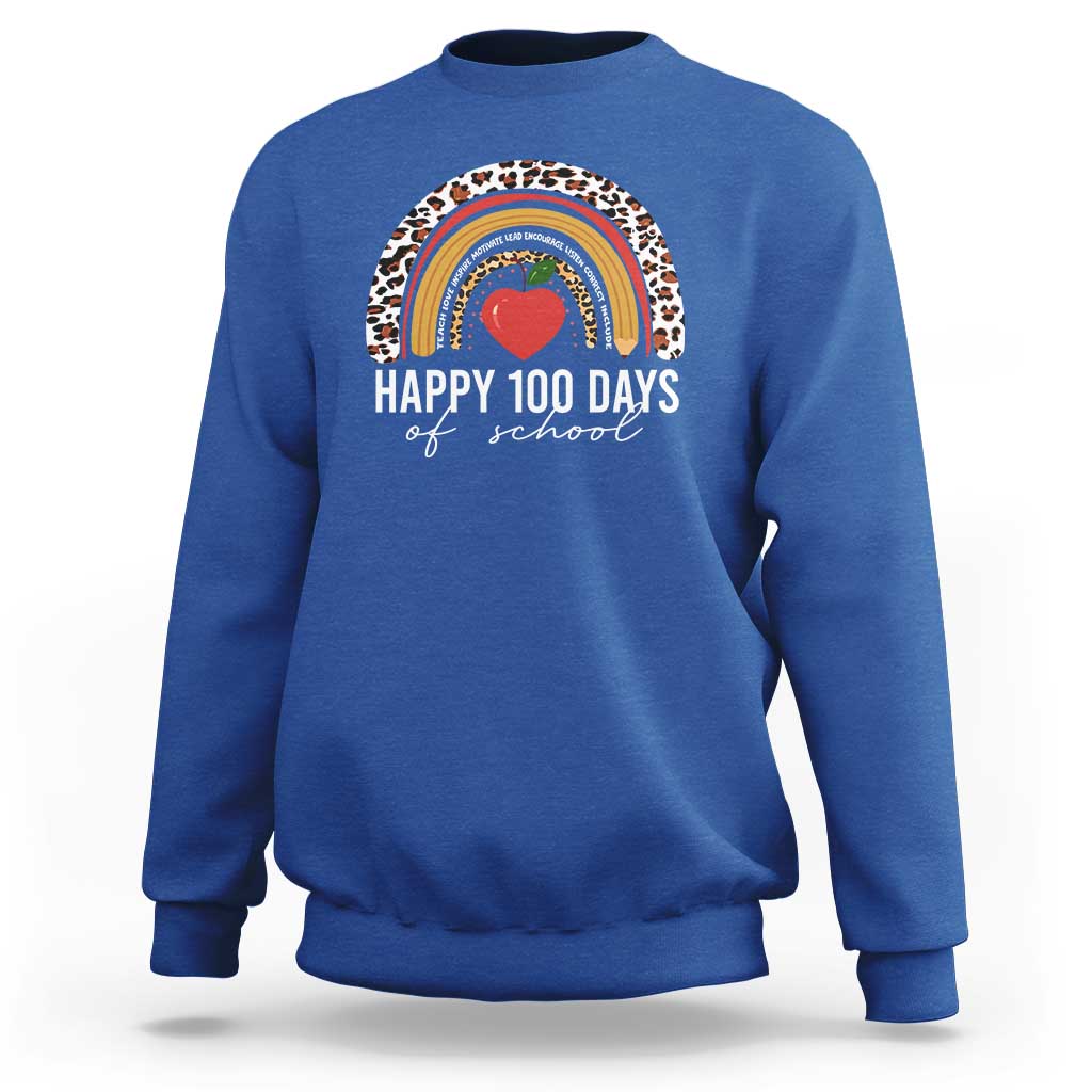 Rainbow 100 Days of School Sweatshirt Womens Happy 100th Day for Teacher - Wonder Print Shop