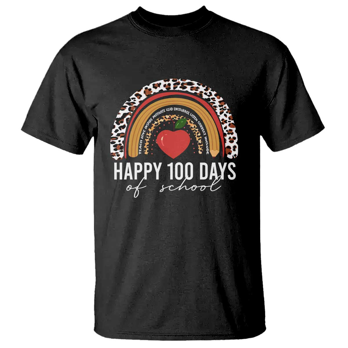 Rainbow 100 Days of School T Shirt Womens Happy 100th Day for Teacher - Wonder Print Shop
