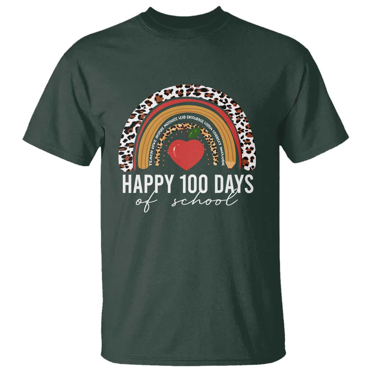 Rainbow 100 Days of School T Shirt Womens Happy 100th Day for Teacher - Wonder Print Shop