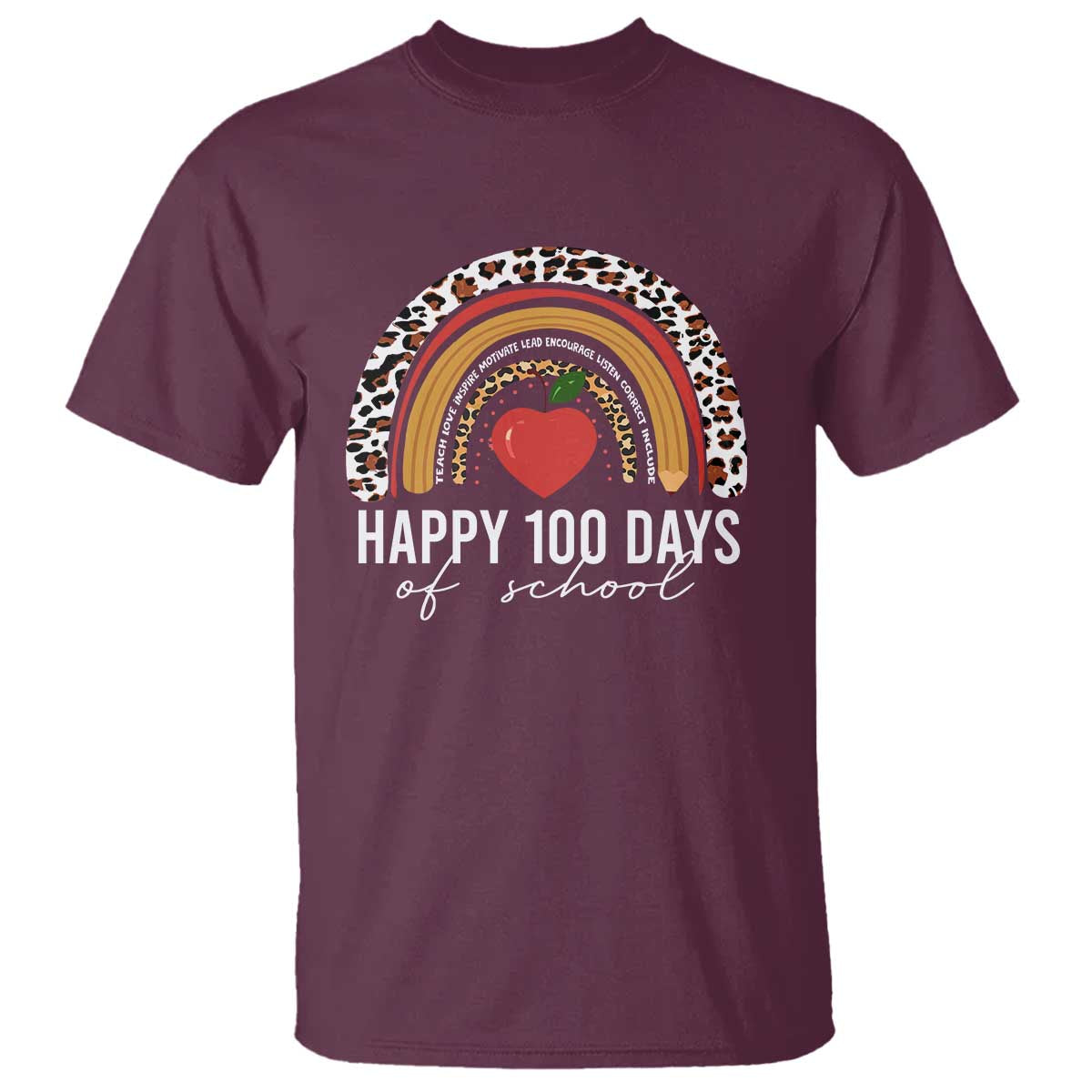 Rainbow 100 Days of School T Shirt Womens Happy 100th Day for Teacher - Wonder Print Shop