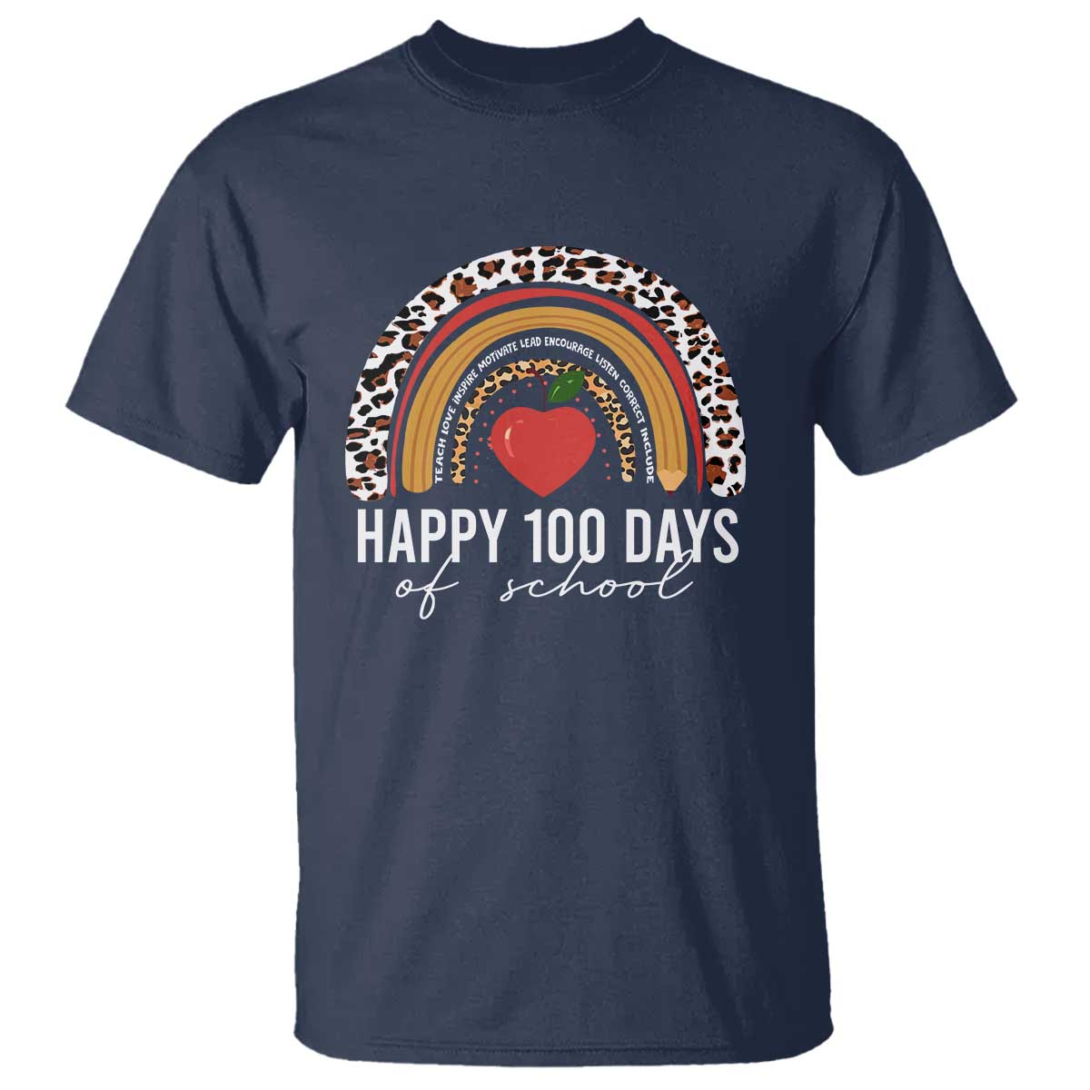 Rainbow 100 Days of School T Shirt Womens Happy 100th Day for Teacher - Wonder Print Shop