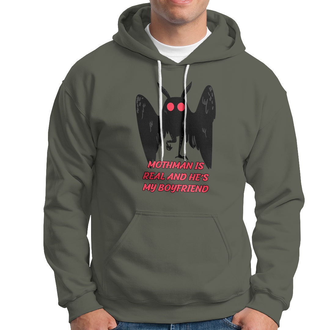 Mothman Is Real And He's My Boyfriend Hoodie - Wonder Print Shop