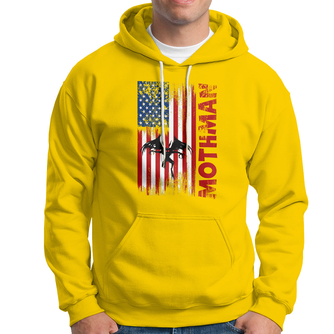 Mothman Cryptid Cryptozoology Hoodie with American Flag - Wonder Print Shop