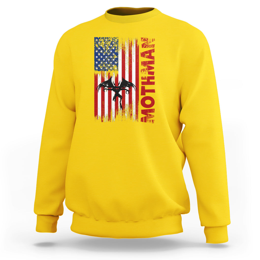 Mothman Cryptid Cryptozoology Sweatshirt with American Flag - Wonder Print Shop