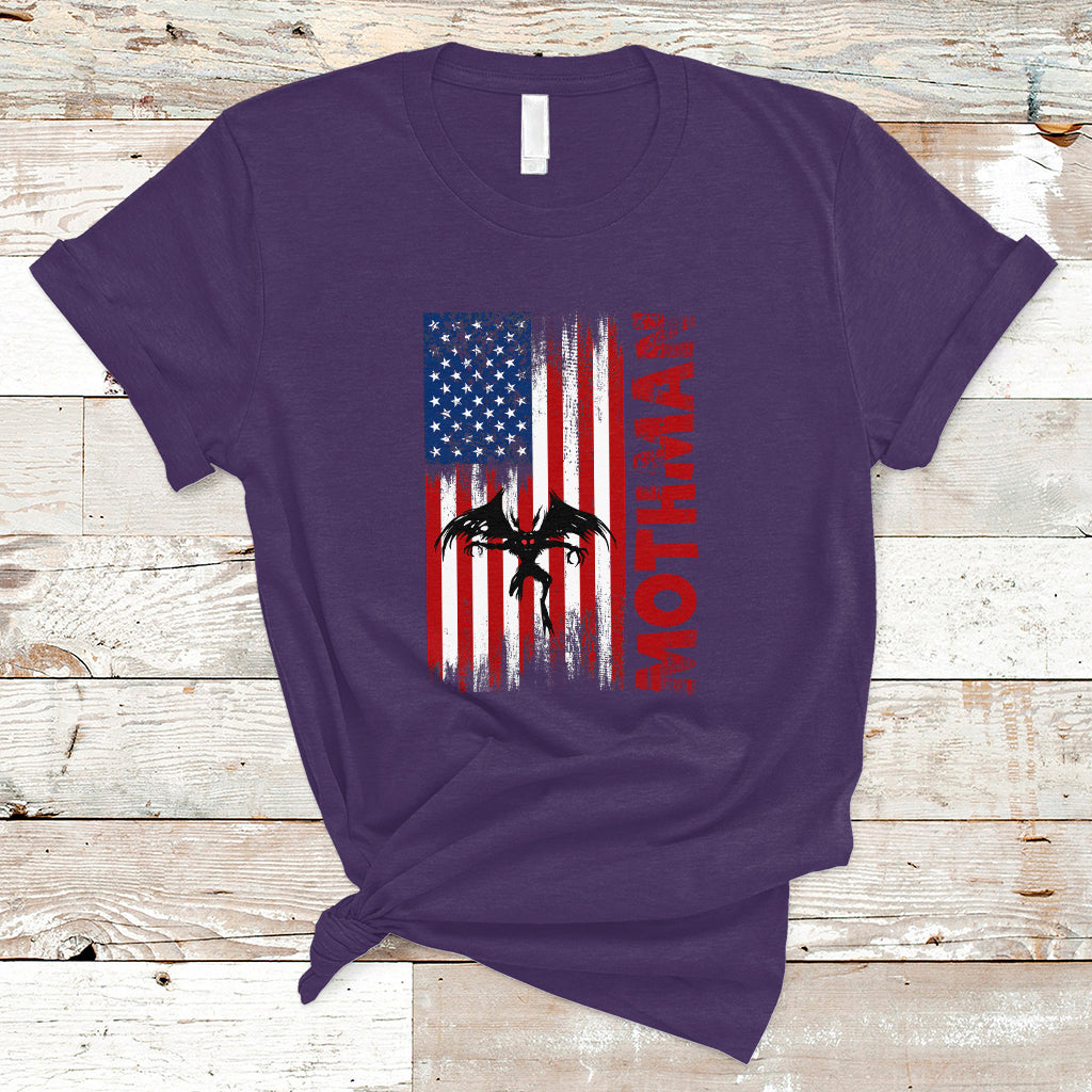 Mothman Cryptid Cryptozoology T Shirt with American Flag - Wonder Print Shop