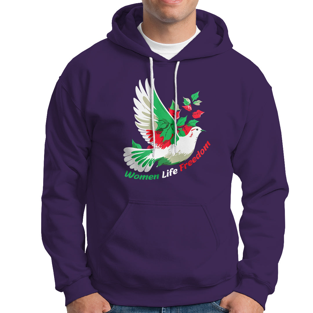 Women Life Freedom Farsi Support Iran Pigeon Hoodie - Wonder Print Shop