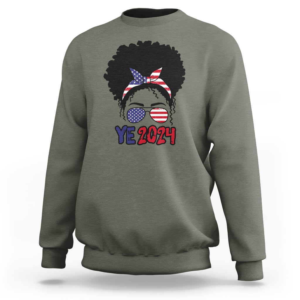 YE For President 2024 YE2024 Sweatshirt Messy Bun - Wonder Print Shop